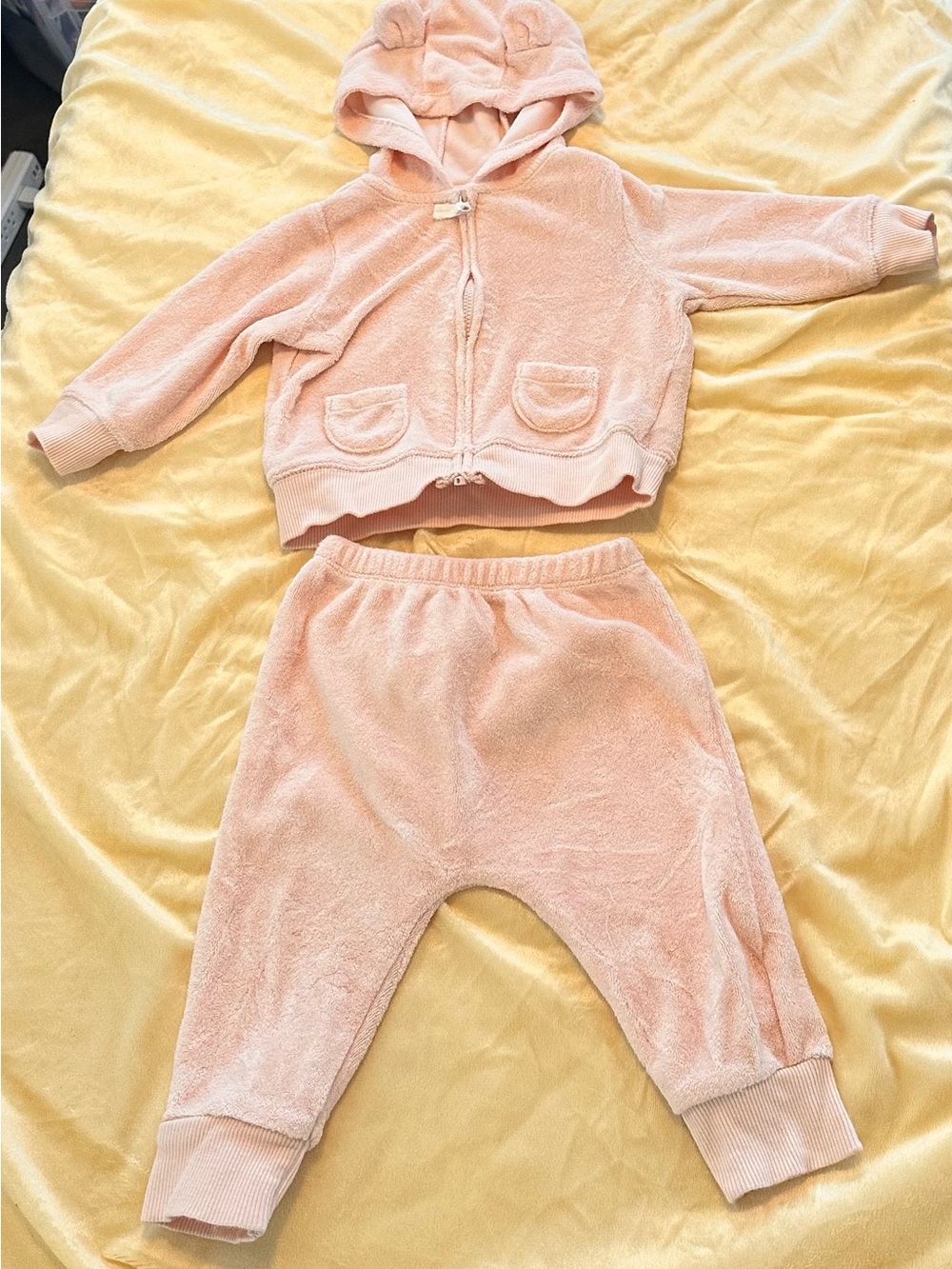 Carter's Pink Plush Hooded Two-Piece Set with lamb Ears - Picture 2 of 3